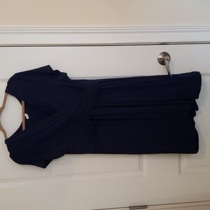 Pinkblush Maternity V-Neck Short Sleeved Dress Navy Blue - Size 2XL